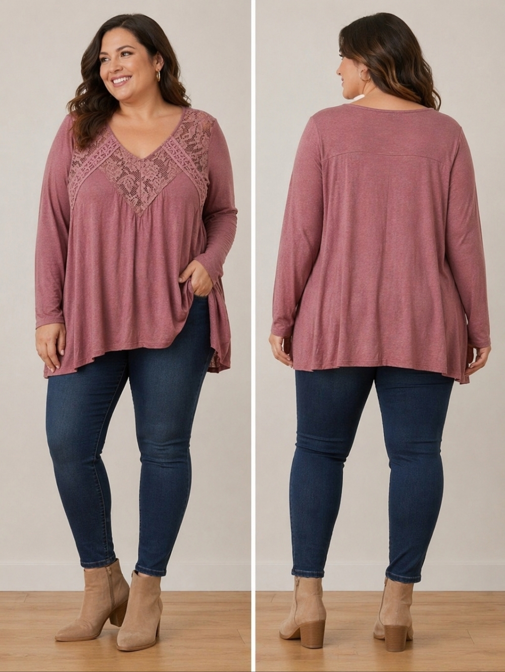 Louise Paris Lace Detail Long Sleeve Top